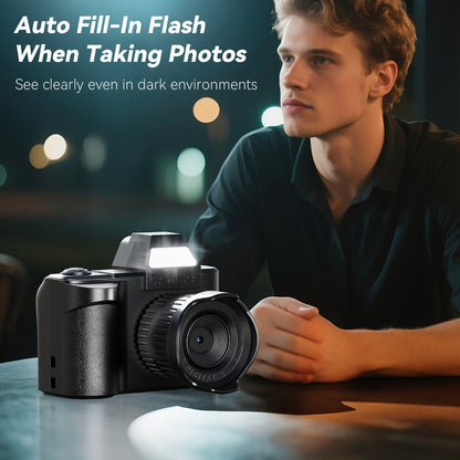 Mini Pocket Camera Retro Vintage Thumb Size with LED Flash, Multiple Filters & 64GB Memory Card