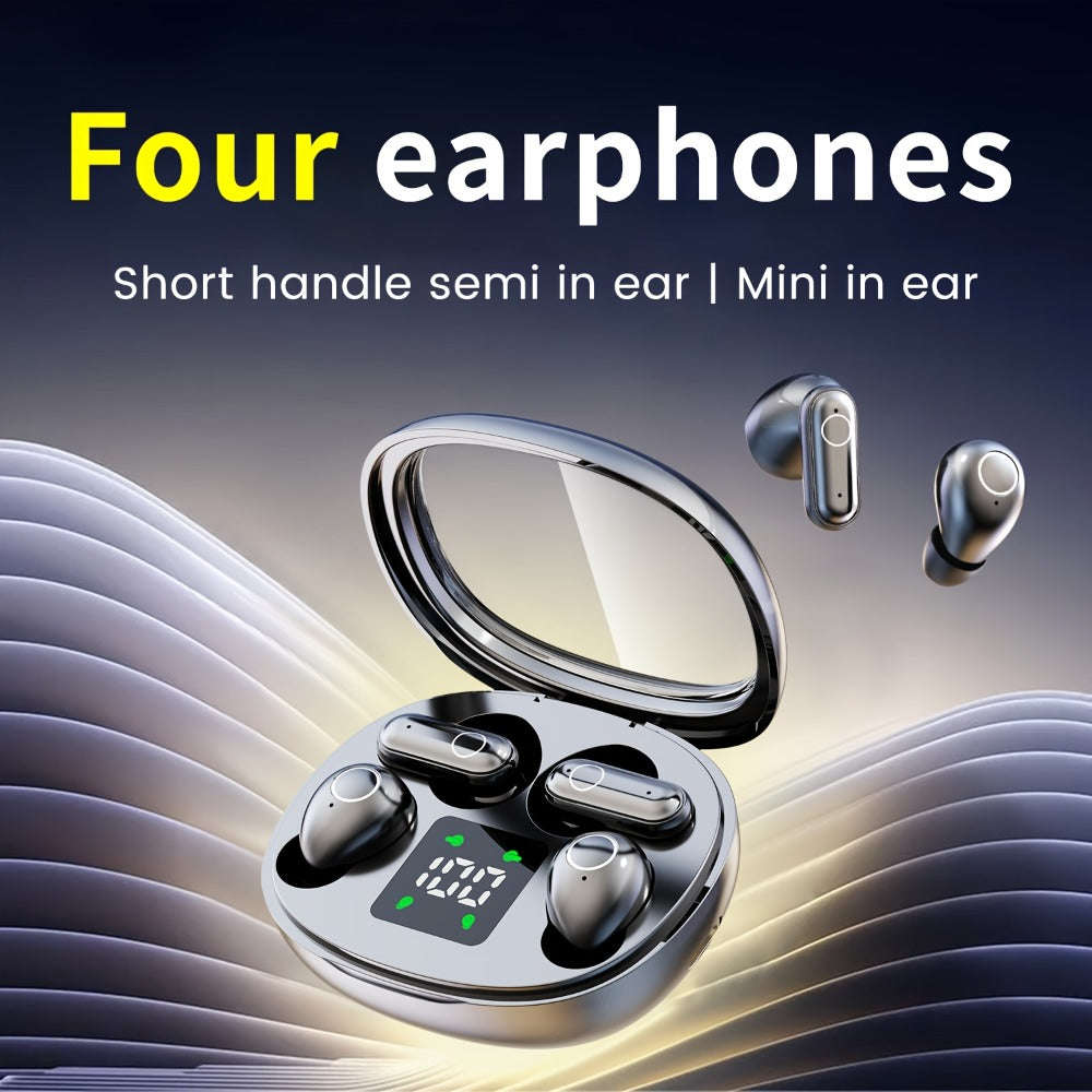Four-Earbud Wireless Set with Two In-Ear Styles, Digital Charging Case and Three Color Options