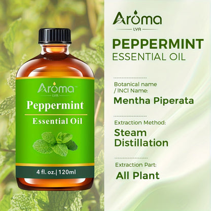 Essential Oil Peppermint 120ml or 10ml Ceramic-Stone Set for Diffuser, Candle and Car Fragrance