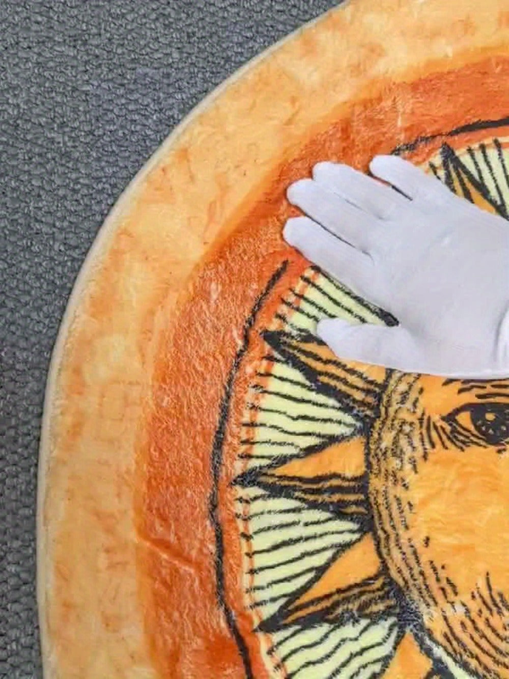 Celestial Sun and Moon Door Mat with Half-Round Shape, Warm Gold and Brown Artwork, 28 x 20 Inches