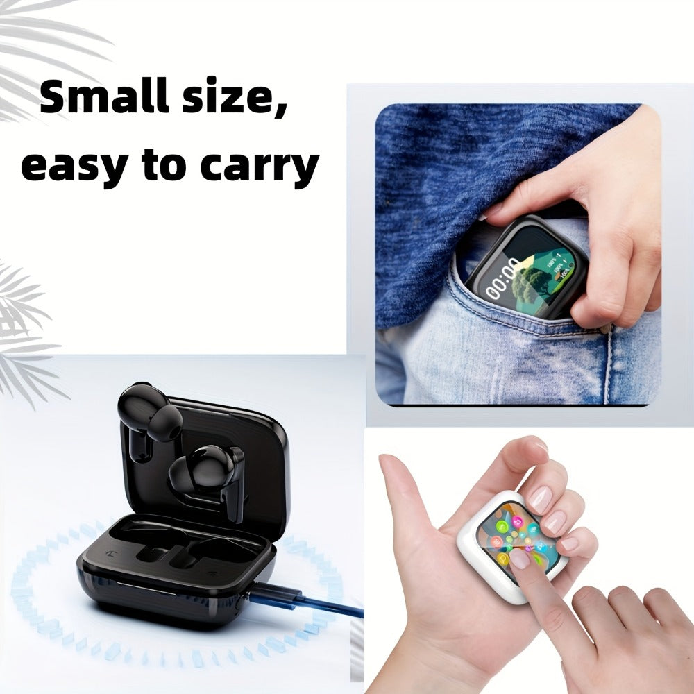 In-Ear AI Translation Earbuds with Color Screen Charging Case in Black or White Finish Options