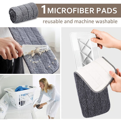 Spray Mop with 3 Microfiber Carbon Fiber Pads Water Spraying Flat Mop Wet Dry Dual Use Floor for Entryways, Bedrooms and Living Spaces