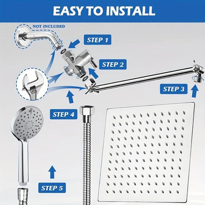 Rainfall and Handheld Shower Combo Sets with 8, 10 or 12-Inch Head Options in Chrome or Black