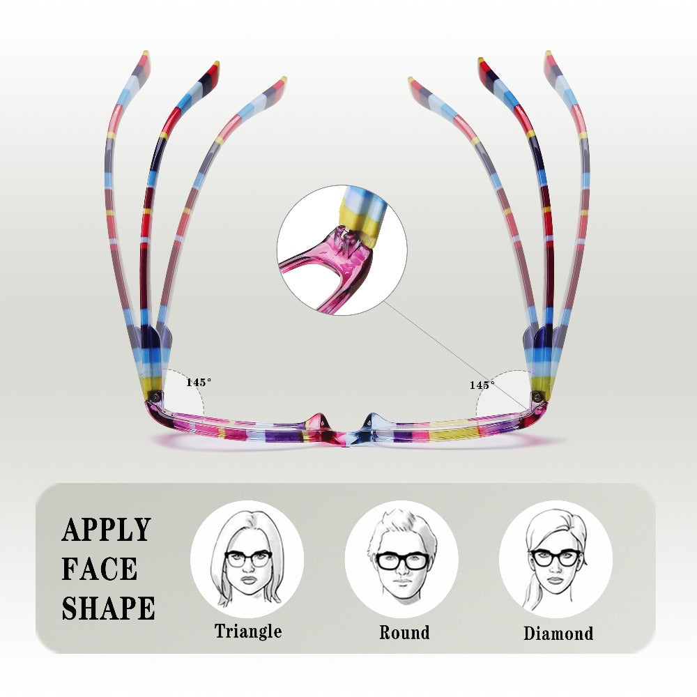 Reading Glasses 4-Pack Retro Rectangle Spring Hinge Multi-Strength for Men and Women – 1.0x to 4.0x Magnification Colorful Printed Frames Eyeglasses Set