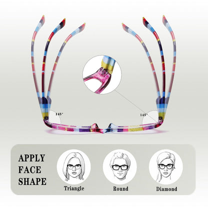 Reading Glasses 4-Pack Retro Rectangle Spring Hinge Multi-Strength for Men and Women – 1.0x to 4.0x Magnification Colorful Printed Frames Eyeglasses Set