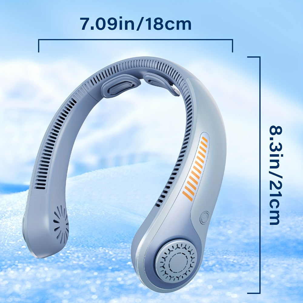 Loop-Style Neck Fan in Ten Single or Paired Color Checkouts with Five-Speed Control and USB Charging