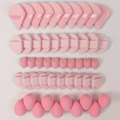 50-Piece Makeup Sponge and Cushion Puff Set with Mixed Shapes for Foundation, Concealer and Powder Blending
