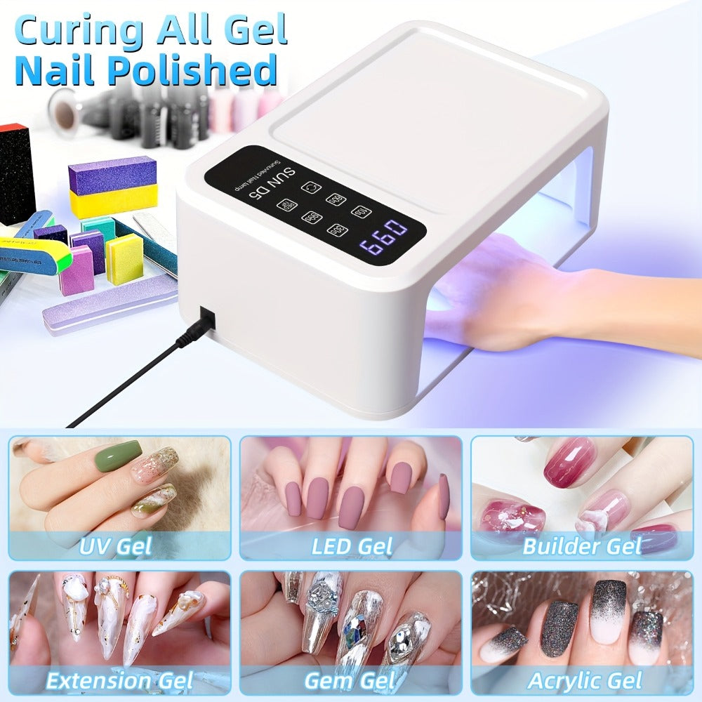 Dual Hand LED Nail Lamp – 2-in-1 Blue & Red Light Gel Curing Light with Removable Plate, 4 Timers & Auto Sensor | Professional Fast Nail Dryer for Both Hands, Home & Salon DIY Manicure