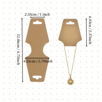 Self-Adhesive Kraft Jewelry Display Cards with Rounded Corners for Necklaces, Bracelets and Keychains, 11- or 99-Pack