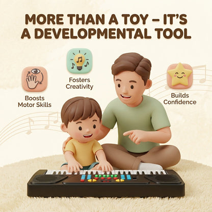 Kids Electronic Piano 37 Keys with Microphone, USB Powered Keyboard for Young Learners, Sing-Along Music Education Toy, Family Fun for Parents & Children, Birthday Celebration Musical Gift for Boys & Girls Ages 3+
