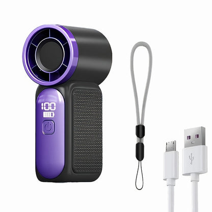 Mini Turbine Handheld Fan with Numeric Speed Control, USB Rechargeable Power and Two Color Choices