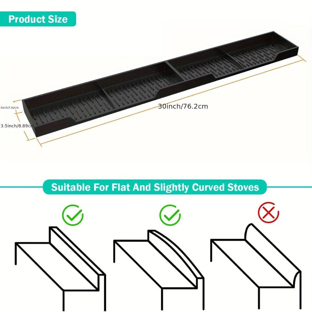 Magnetic Stove Shelf Kitchen Organizer, 30-Inch Silicone Spice Ledge with Eight Embedded Magnets