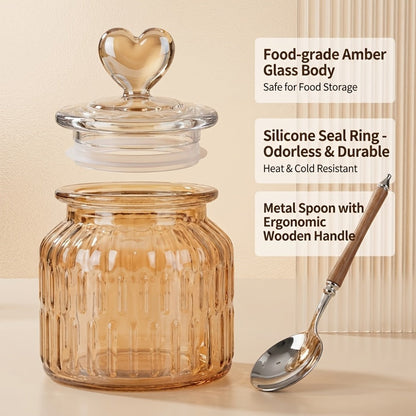 Airtight Glass Food Storage Jars with Clamp Lids 4-Set | 21.98oz & 47.34oz Clear Kitchen Canisters for Sugar, Flour, Coffee, Spices, Cereal & Grains