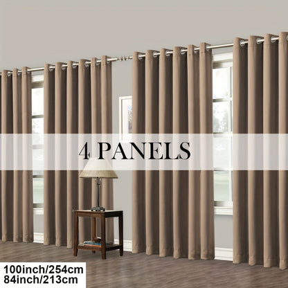 Blackout Curtains Grommet Top Room Darkening Window Drapes 4 Panels Set Living Room Bedroom