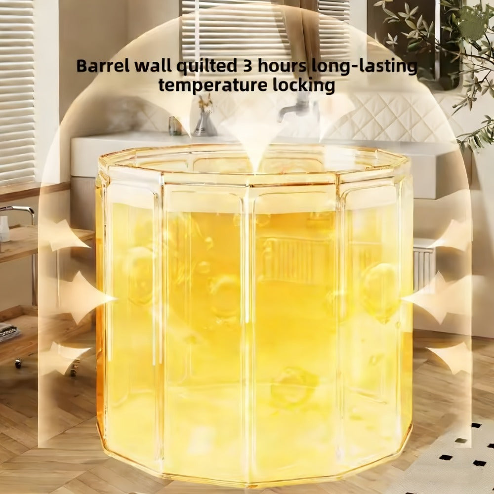 Foldable Soaking Tub for Adults – Portable Full Body Bath Barrel with Non-Slip Base, Collapsible Hot & Cold Soak Tub for Home Travel Small Spaces, Space-Saving Bathroom Accessory