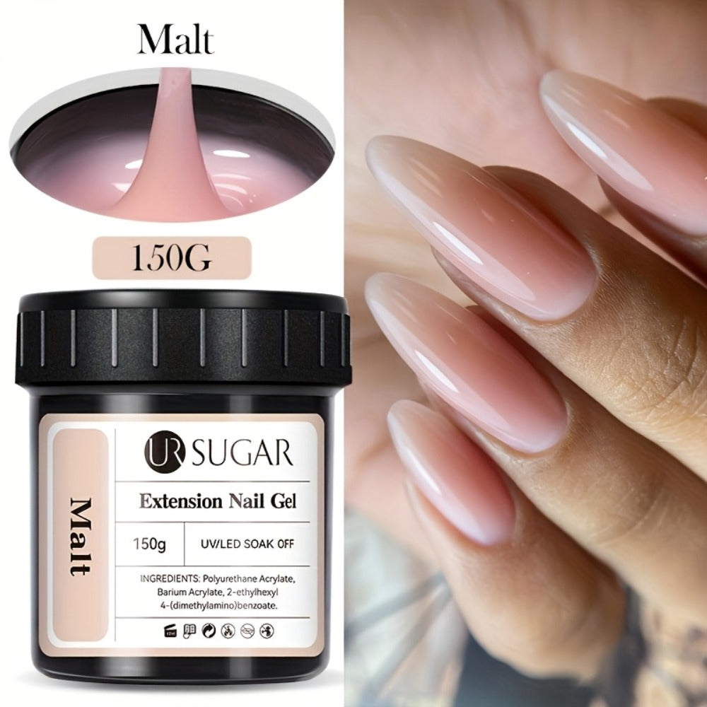 Malt Nude Hard Builder Gel for Nail Extensions and Overlays, 150g Jelly Formula Jar for UV or LED Lamp Curing