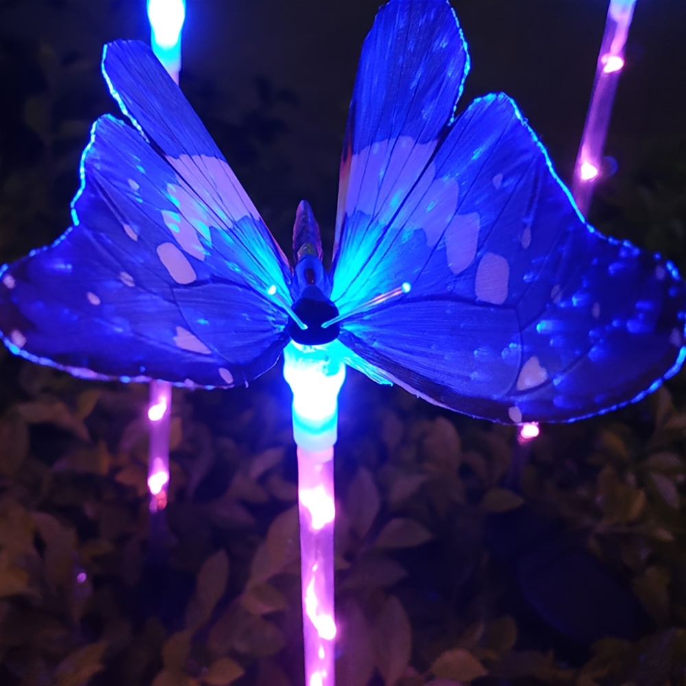 Solar Garden Lights Butterfly Stakes with Color-Changing LEDs in 3- or 6-Pack Sets for Lawn Decor