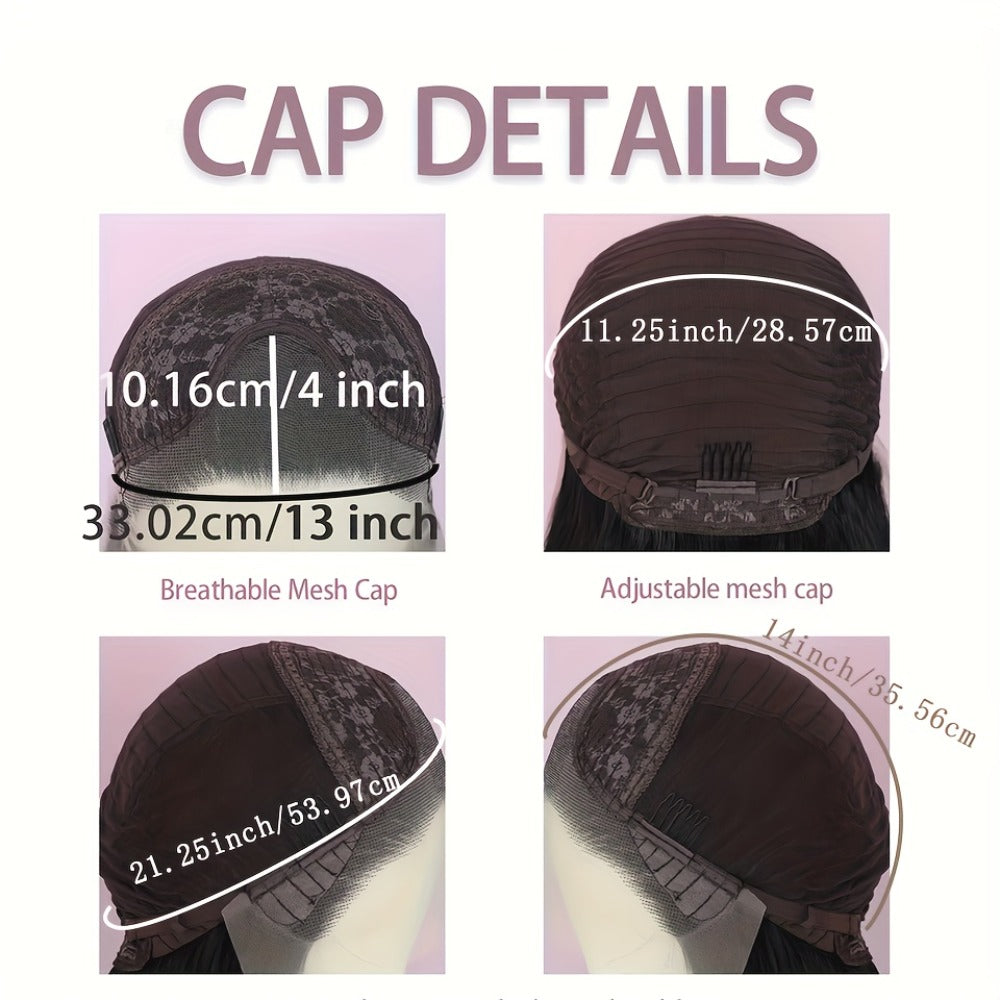 Synthetic Wig 13x4 Straight Lace Front in Natural Black with Glueless Cap and 26- or 32-Inch Length