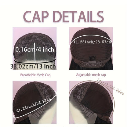 Synthetic Wig 13x4 Straight Lace Front in Natural Black with Glueless Cap and 26- or 32-Inch Length