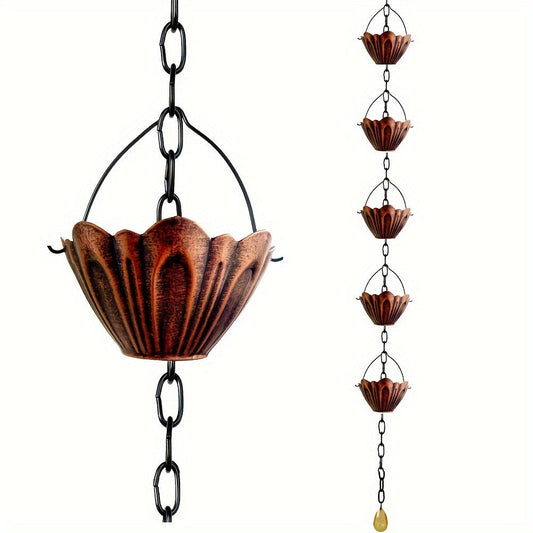 Rain Chain | Metal Flower Downspout Diverter Garden Patio House Decor