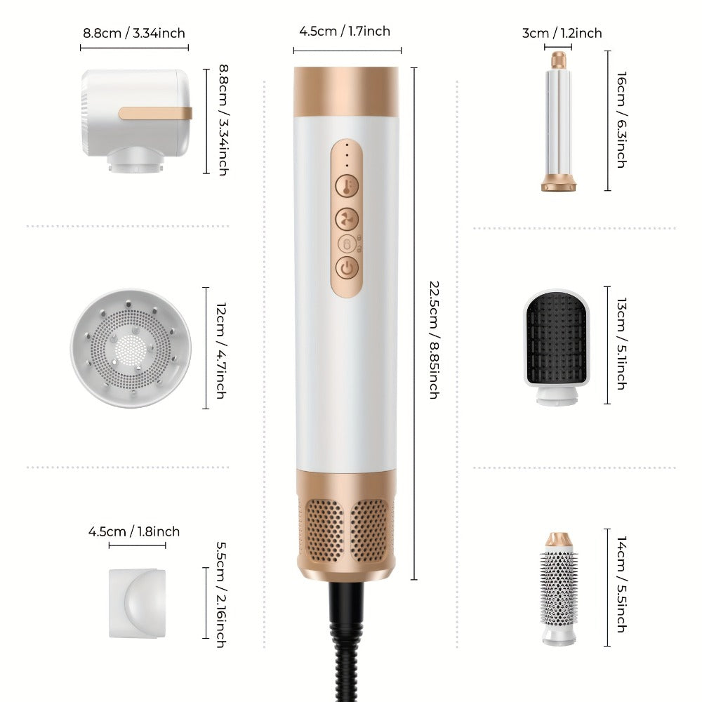 7-in-1 Hot Air Brush Hair Styling Tool with 110,000 RPM Motor, Diffuser and Attachment Set