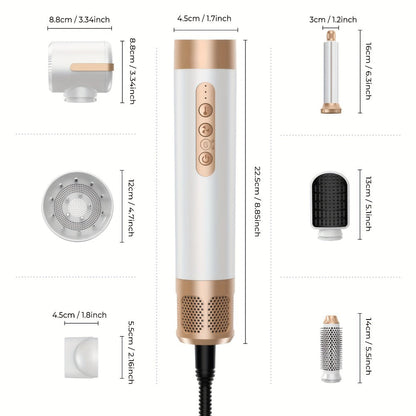 7-in-1 Hot Air Brush Hair Styling Tool with 110,000 RPM Motor, Diffuser and Attachment Set