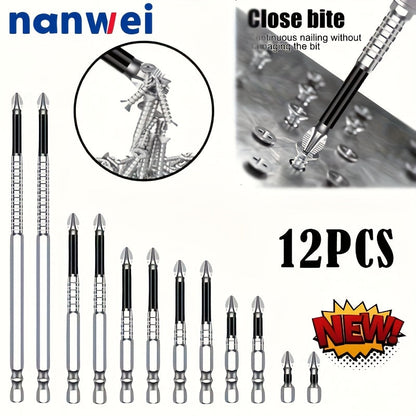 Magnetic Screwdriver Drill Bit Set Anti-Slip - K5 High Magnetic Power Bits in 50mm 65mm 70mm 75mm 90mm 150mm, Electric Screwdriver Bit Kit for Power Drills, DIY Home Repair & Professional Use