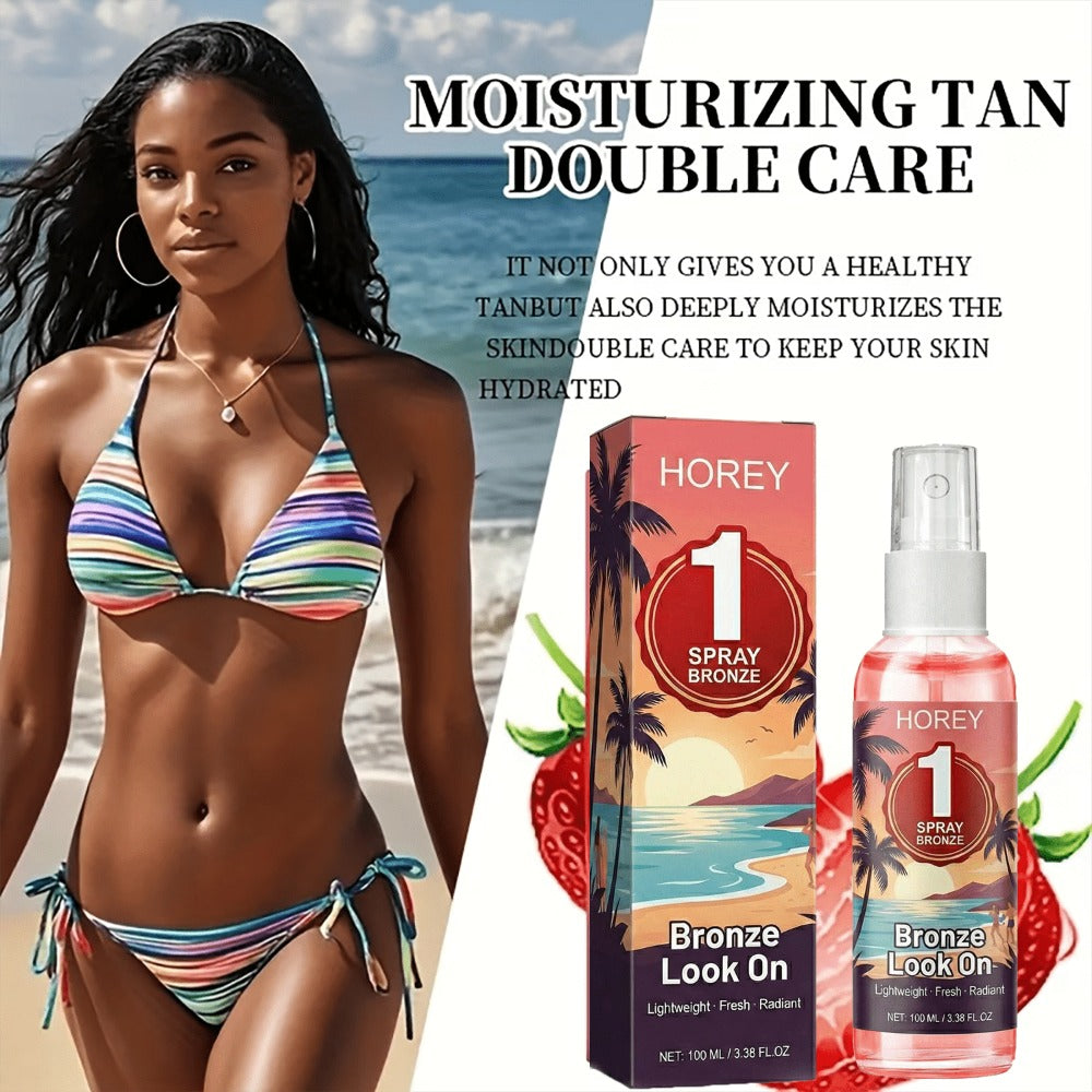 Strawberry-Scented Self-Tanning Spray 100ml in Clear Pump Bottle for Gradual Body Color Application