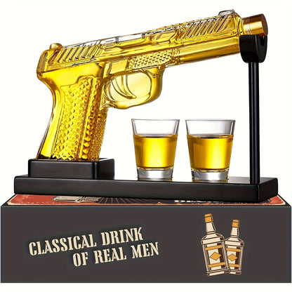 Gun Whiskey Decanter Set with Glasses Military Themed Liquor Dispenser AK47 M1911 Revolver Shaped Decanter for Home Bar Gifts for Men Dad Husband Birthday