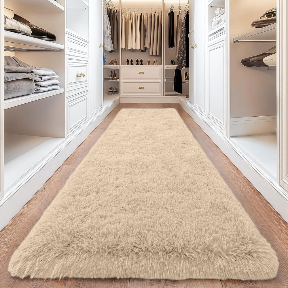 Area Rug, 4x6 Foot Shaggy Faux-Fur Indoor Carpet in Five Solid Colors with Machine-Wash Care