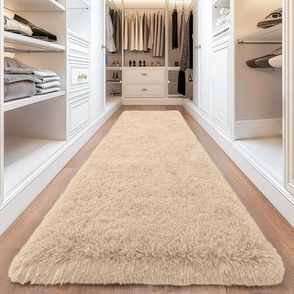 Area Rug, 4x6 Foot Shaggy Faux-Fur Indoor Carpet in Five Solid Colors with Machine-Wash Care