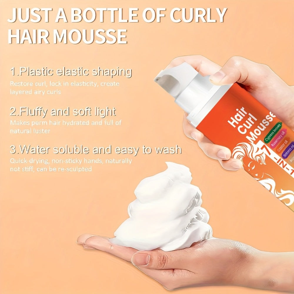 6.76 oz Seven-in-One Curl Mousse with Rosemary, Castor and Coconut Oils for Wavy or Curly Hair