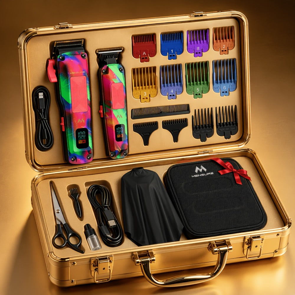 Graffiti Hair Clipper Kit with 7500 RPM Motor, Ten Color-Coded Guide Combs, Storage Case and Grooming Accessories