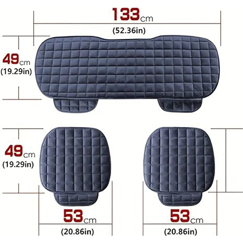 Car Seat Cushion Plush Plaid – Memory Foam, Non-Slip, Soft & Breathable, Universal Fit, Hand Washable, Front & Rear Options (Black / Khaki)