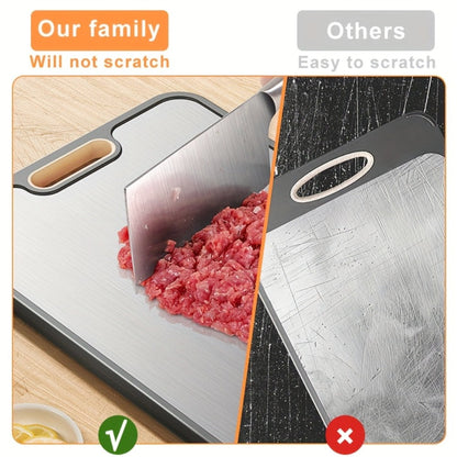 Large Cutting Board for Kitchen – Double Sided Food Grade Stainless Steel & Wheat Straw PP, Non-Slip, Easy to Clean, 16 x 11 Inch Heavy Duty Chopping Board