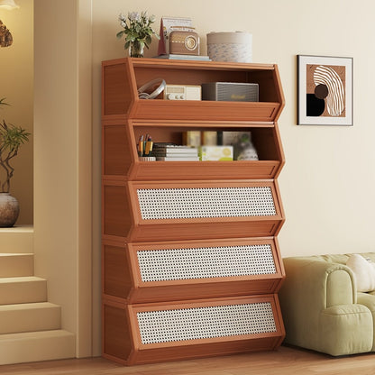 Shoe Rack Bamboo Freestanding Organizer with Flip Drawer, Stackable Design and 27.5 or 33.85-Inch Width