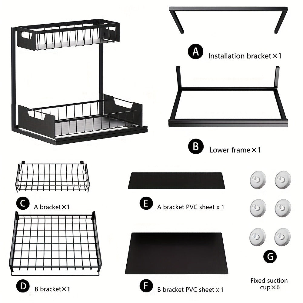 Two-Tier Sliding Under-Sink Organizer in Black, White or Gray with One- or Two-Pack Options