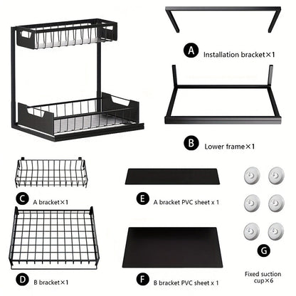 Two-Tier Sliding Under-Sink Organizer in Black, White or Gray with One- or Two-Pack Options