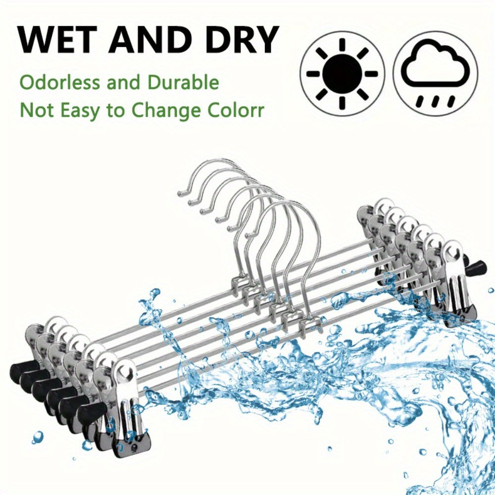 Thirty-Piece Adjustable Metal Pants Hanger Set with Swivel Hooks and Sliding Clips for Closet Organization