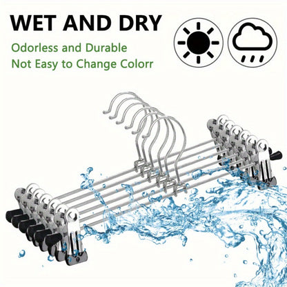 Thirty-Piece Adjustable Metal Pants Hanger Set with Swivel Hooks and Sliding Clips for Closet Organization