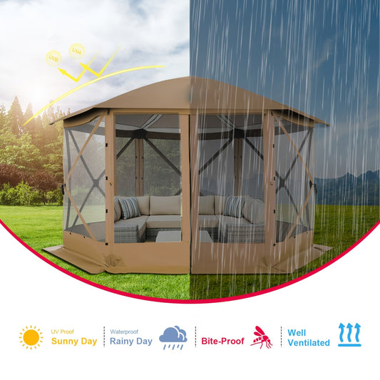 Pop-Up Canopy Tent 15ft Mosquito Net Screen House Waterproof UV50+