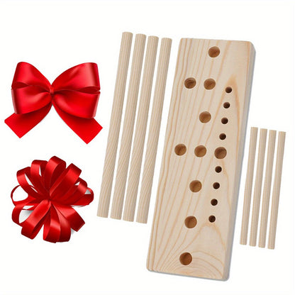 Nine-Piece Wooden Wreath and Bow Maker Tool Set with Peg Board and Assorted Craft Accessories