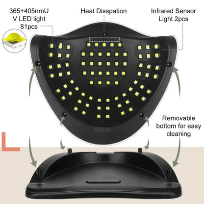 White Arch LED Nail Lamp with 380W and 81-Bead Labels, LCD Display and Four Timer Settings