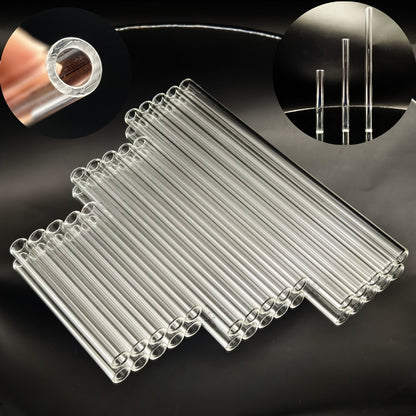12-Pack Reusable Borosilicate Glass Straw Set with Cleaning Brushes in 6 or 8 Inch Lengths for Drinks