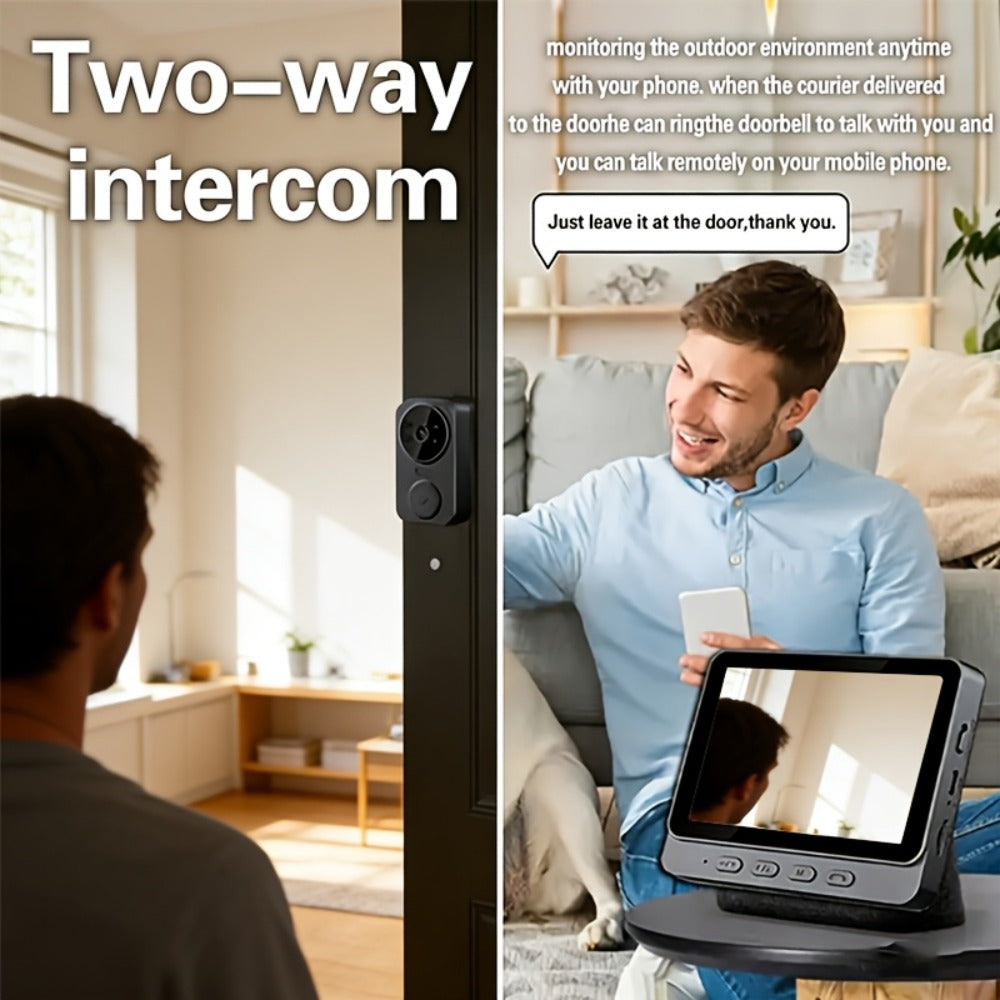 No WiFi Video Doorbell with 4.3" Indoor Monitor 1080P FHD, 120° Wide Angle, 850nm Night Vision, Two-Way Video Intercom