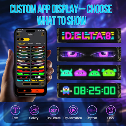 Flexible LED Dot Matrix Display with Remote Control - APP & USB Powered Programmable Scrolling Sign, 8 Dynamic Modes for Car Window Store Shop Hotel Holiday Decoration