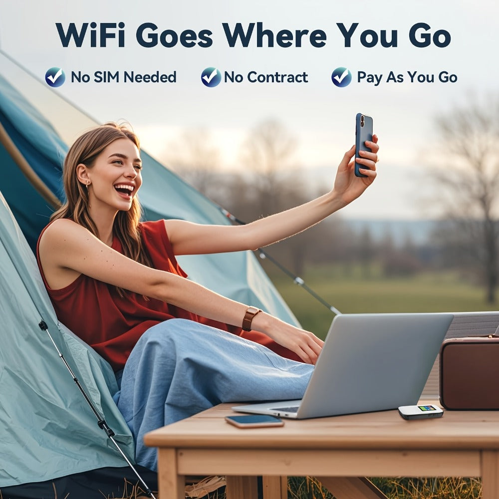 4G LTE Mobile WiFi Hotspot with SIM Card Included – Connect Up to 10 Devices, No Contract, Verizon & AT&T Compatible, 1GB Free Data, Works in US, Canada, Mexico, Europe & Asia