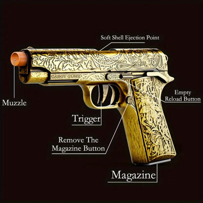 Soft Bullet Toy Gun with 120 Shells & Ejecting Shell System – Semi-Auto Rapid-Fire Pistol for Boys, 2 Magazines, Indoor Outdoor Shooting Game, Birthday Gift for Kids Ages 6+