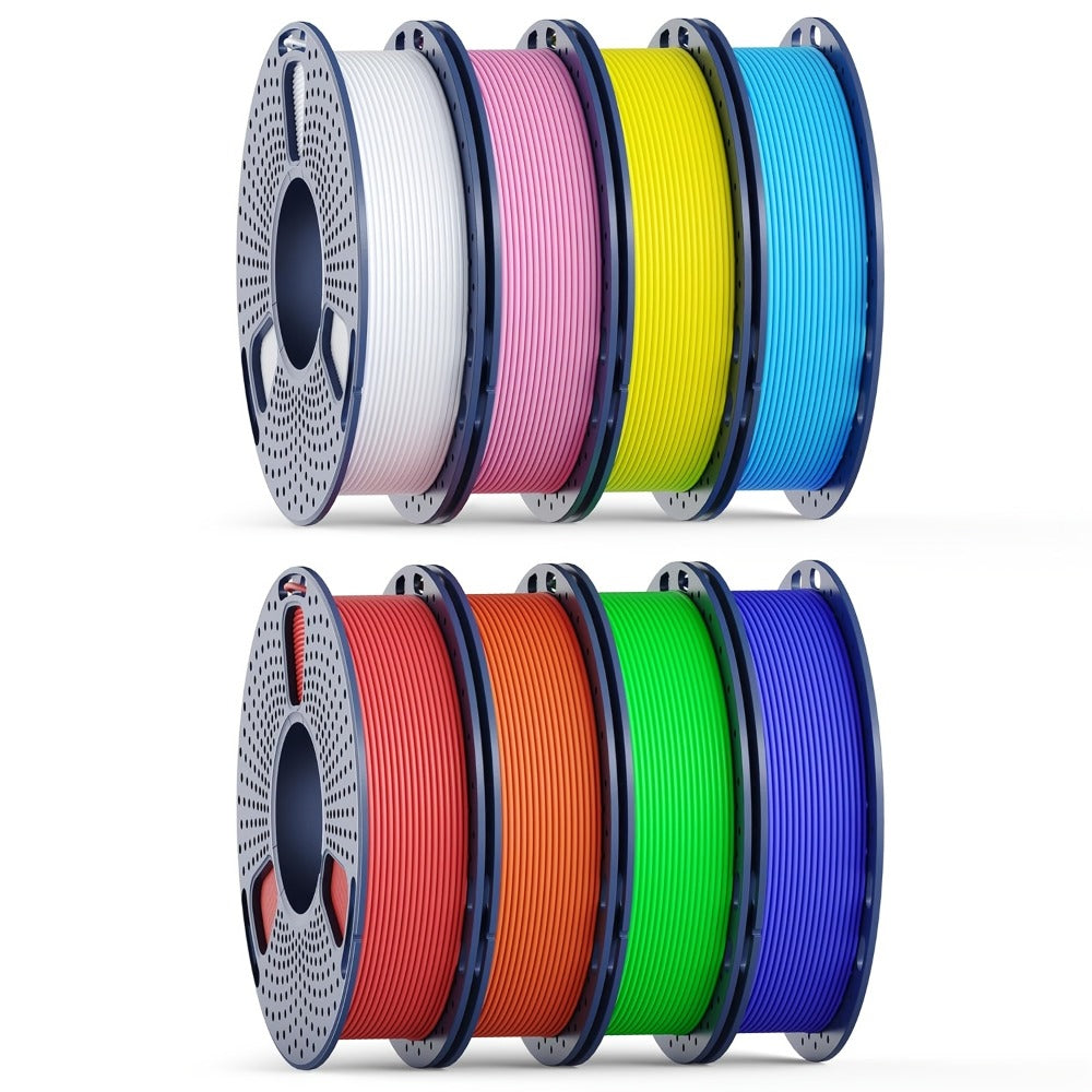 8-Color 3D Printer Filament Bundle 1.75mm 2kg PLA PETG High Speed Options – SUNLU 8×250g Individually Vacuum Packed Neatly Wound Complete Color Set for FDM Printers