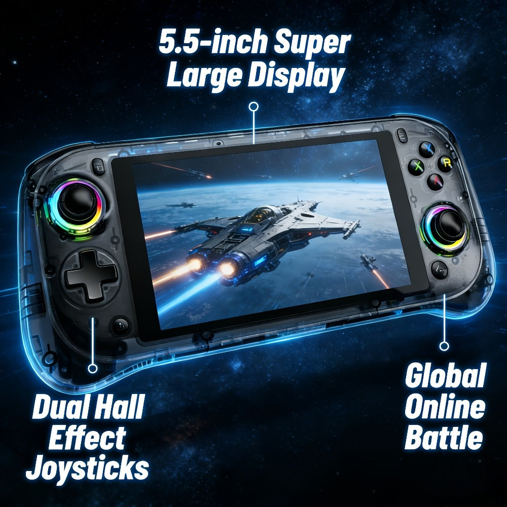 Handheld Game Console J55 with 5.5-Inch Large HD Display, 64GB Options, Linux-based system, Handheld controls